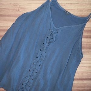 Blue Lace up  tank top